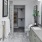 a bathroom with a rug