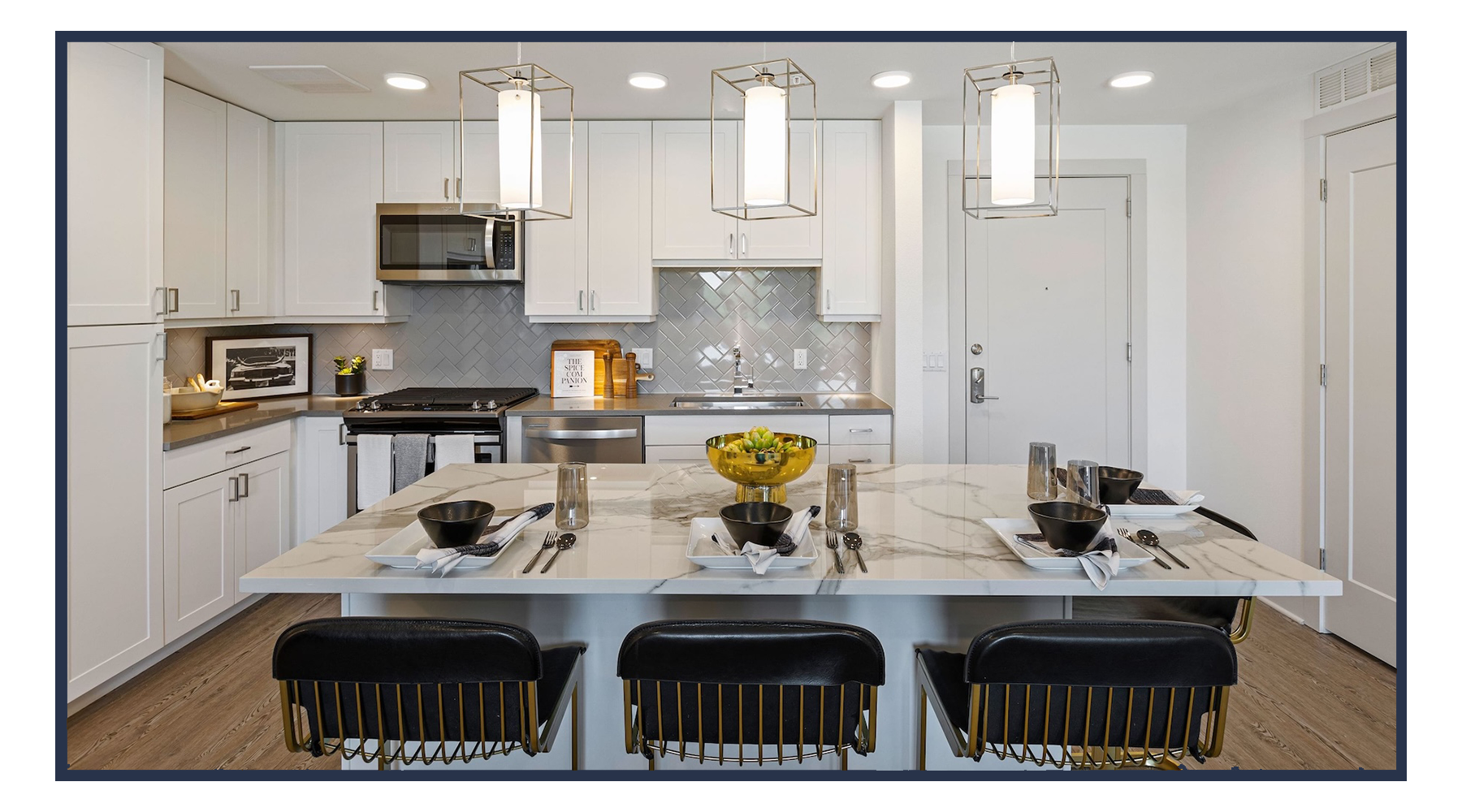 kitchen showing counterspace and bright lighting and modern appliances